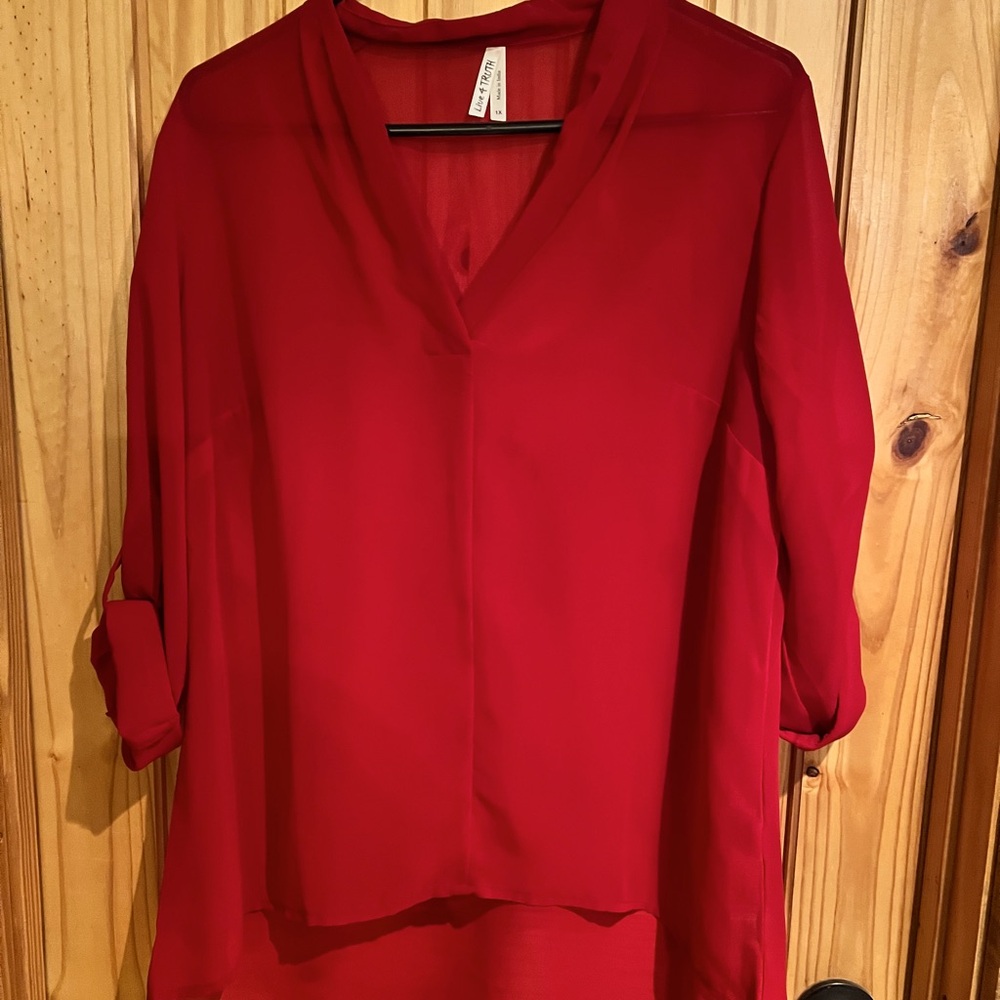 Live 4 truth red shear blouse 1x